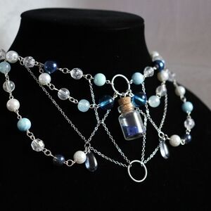 Potion bottle necklace, fairycore, renaissance, bead and chain